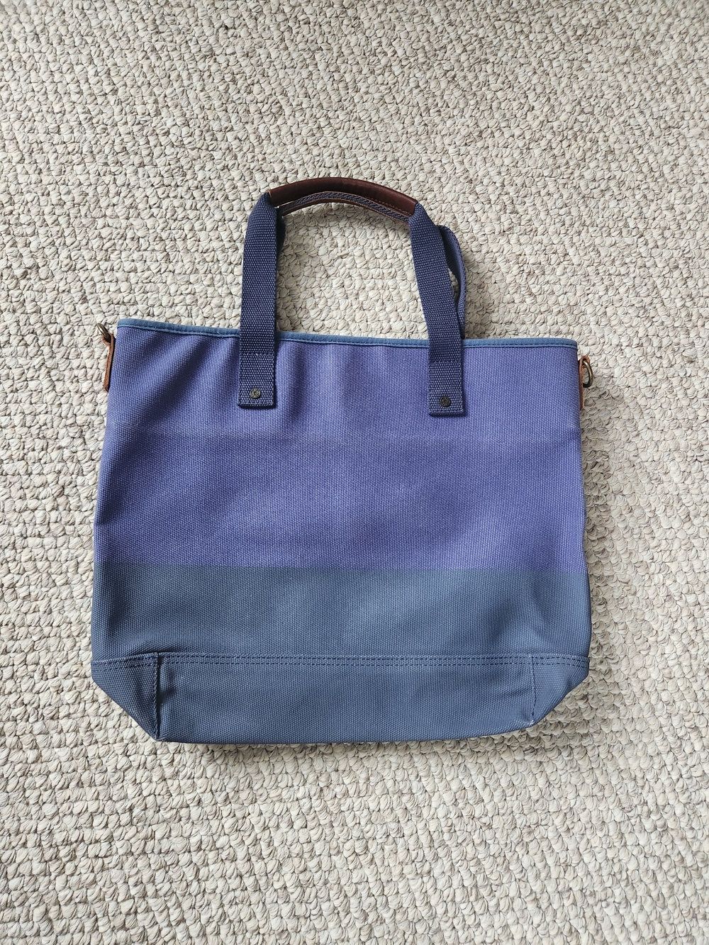 LL Bean Boat Bag, Two-Tone Navy and Slate Canvas Messenger Tote